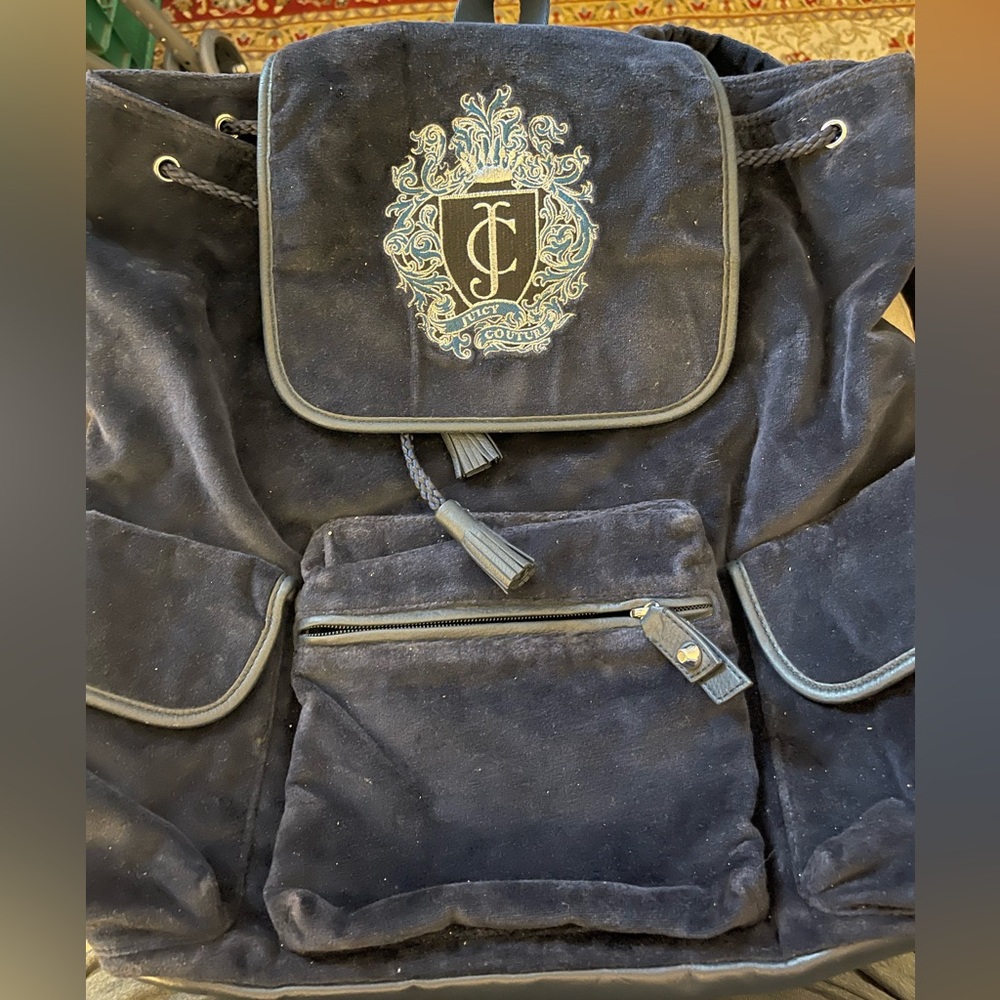 Juicy couture blue velour backpack